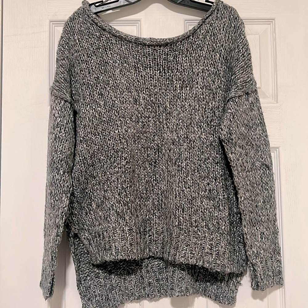 Zara Women’s Gray Metallic Sweater/ Knit Top, Medium